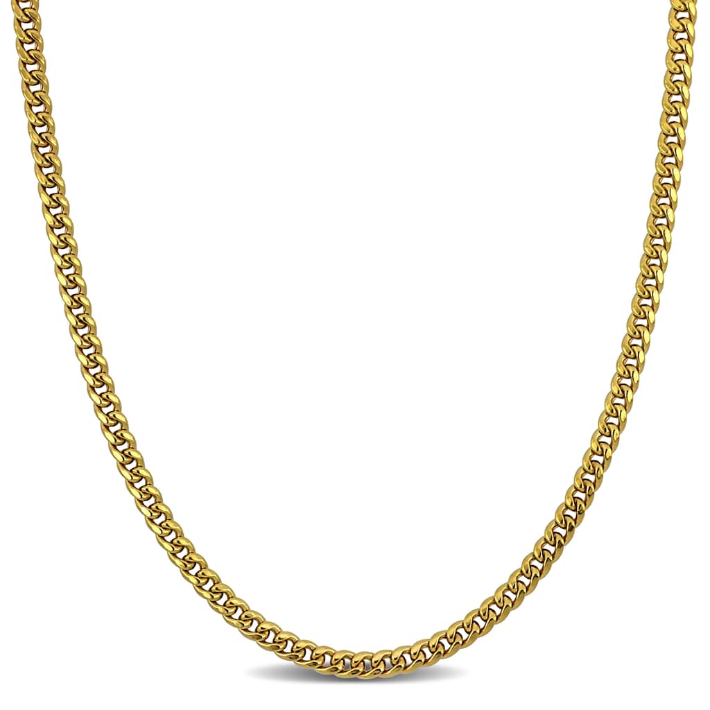 Miadora 2.9mm Flat Curb Chain Necklace in 10k Yellow Gold - 24 in