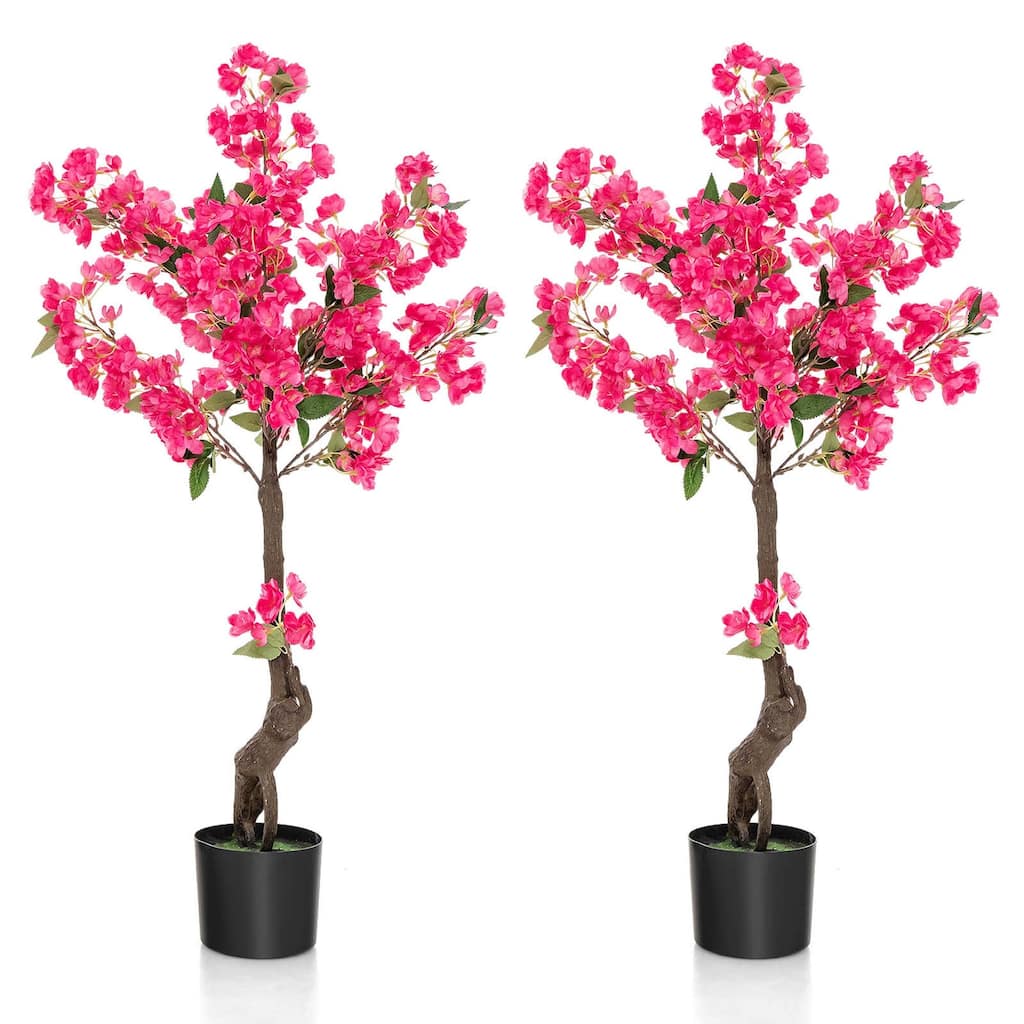 Costway 1/2 Pack 42" Artificial Plum Blossom Tree with 92 Flowers & - See Details