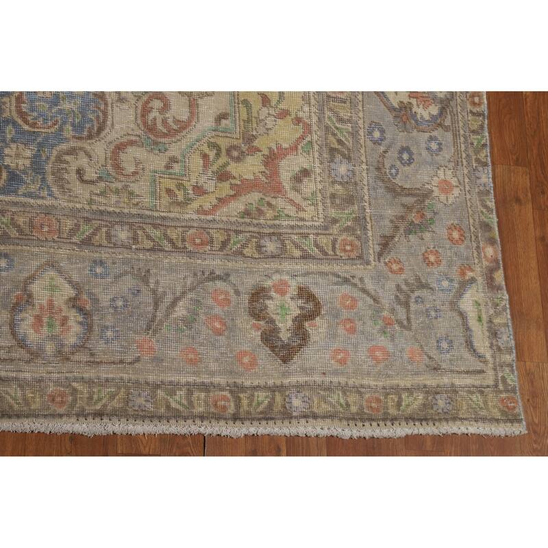 Medallion Tabriz Persian Vintage Rug Handmade Wool Carpet - 9'5" x 12'2"