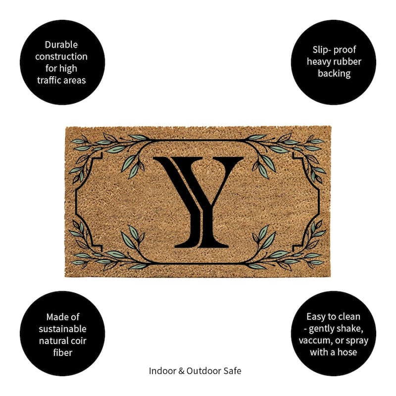 28 in. x 16 in. Monogram Coir Mat, Letter "Y"