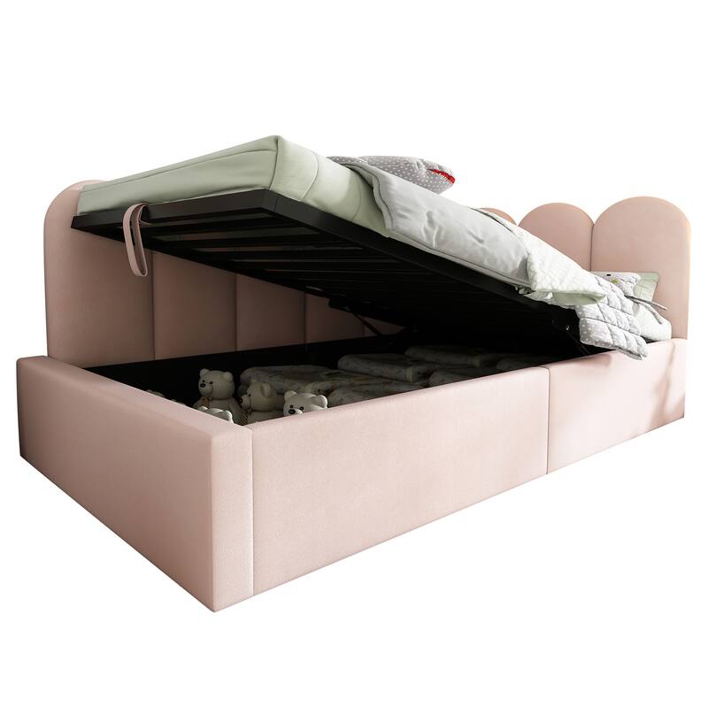 Roomfitters Upholstered Twin Size Ottoman Daybed with Storage, Sofa Bed with Metal Slat Frame, Velvet