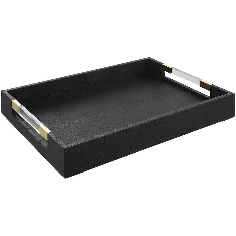 Uttermost 18059 Wessex 19" Wide Acrylic and MDF Tray - Aged Gold / Clear / Black - Aged Gold / Clear / Black