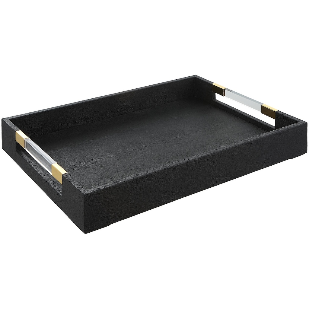 Uttermost 18059 Wessex 19" Wide Acrylic and MDF Tray - Aged Gold / Clear / Black