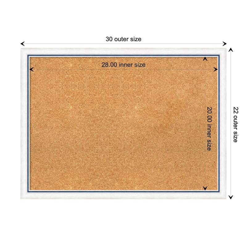 Morgan Wood Framed Natural Corkboard Bulletin Board - Morgan White Blue - Board Size 28x20