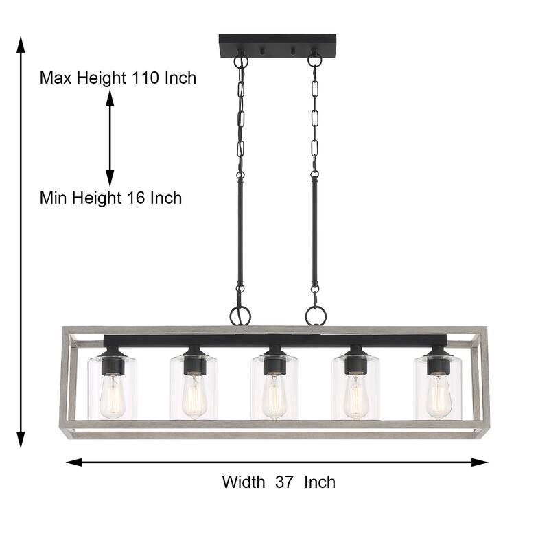 Allegray 5-light Farmhouse Rectangle Linear Chandelier for Dining Room