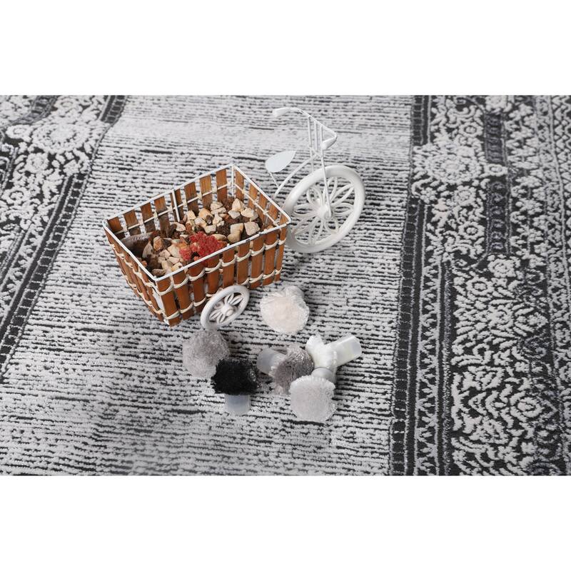 Marissa Collection Black Border Transitional Area Rug