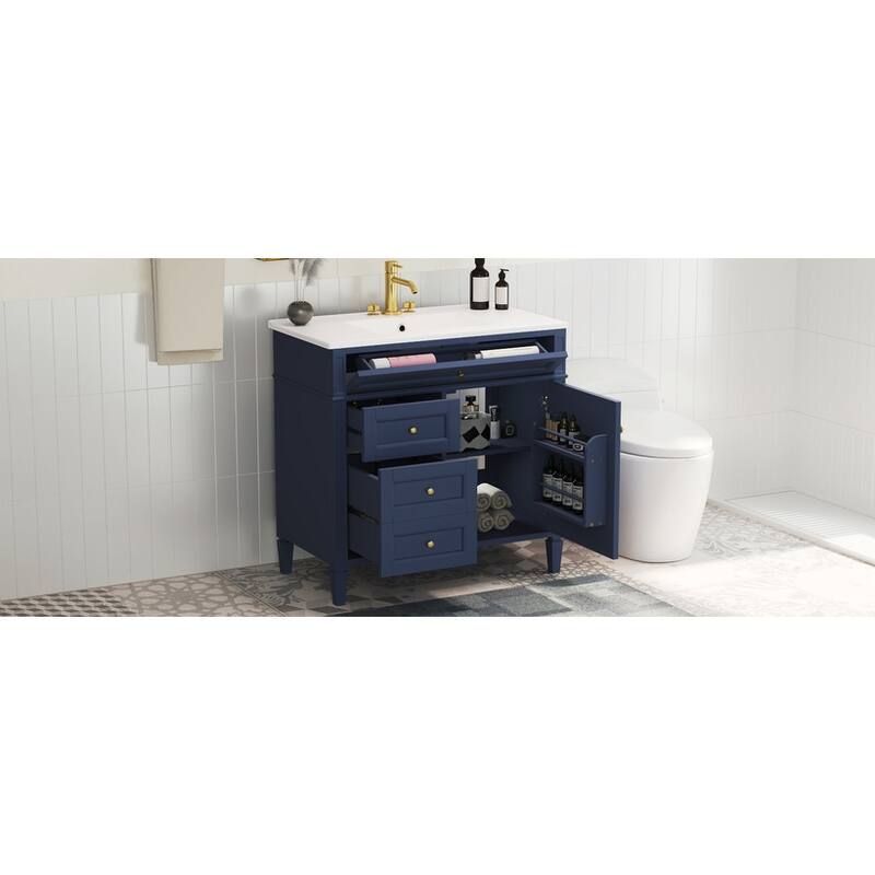 30/36 inches Freestanding Bathroom Vanity Set with Integrated Sink and Drawers