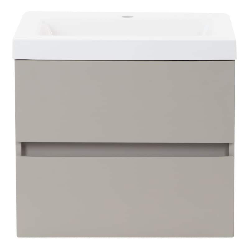 Spring Mill Cabinets Innes 24.5" 2-Drawer Floating Bathroom Vanity With White Sink Top