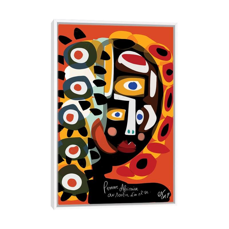 iCanvas "African Woman Is Dreaming" by Emmanuel Signorino Framed Canvas Print - White - 48x32