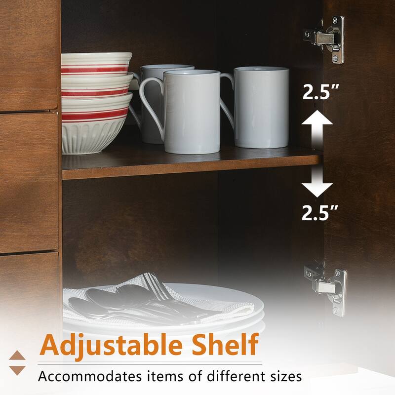 Modern Sideboard Buffet Cabinet Accent Cabinet with Adjustable Shelves, Storage Cabinet with 2 Doors and 3 Drawers