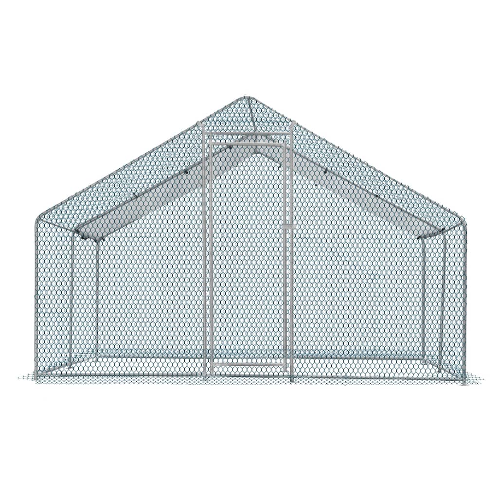 13x10 ft Metal Chicken Coop with Walk-In Run and Waterproof Cover