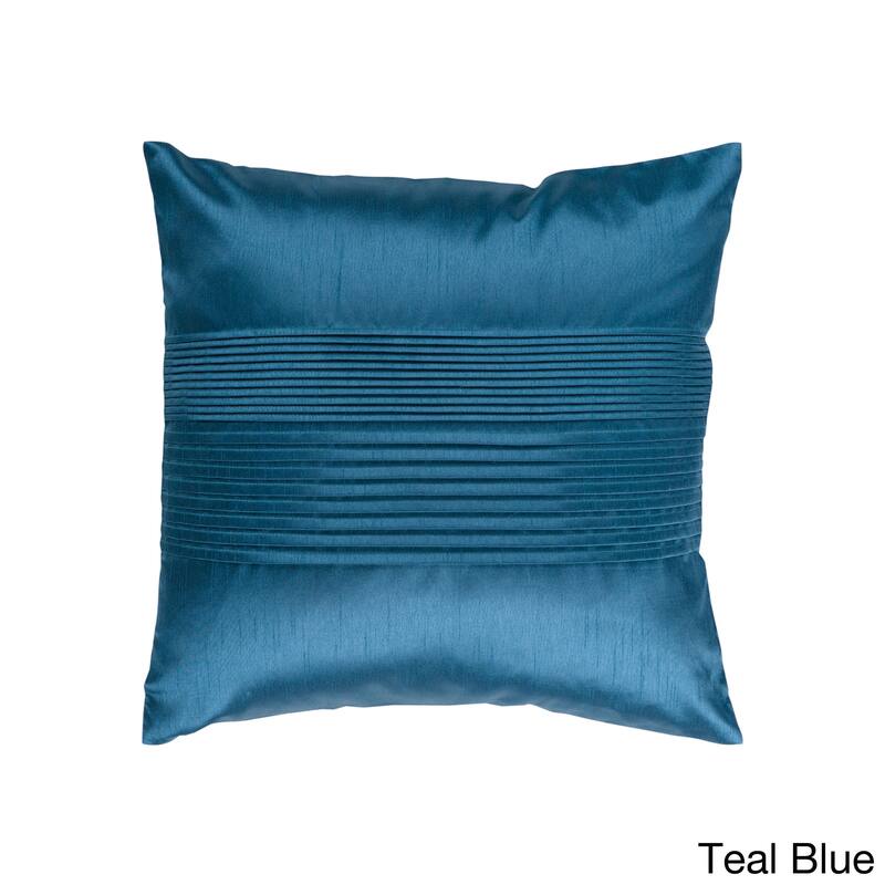 Livabliss Hind Decorative 18-inch Shiny Square Pleated Throw Pillow - Polyester - Teal