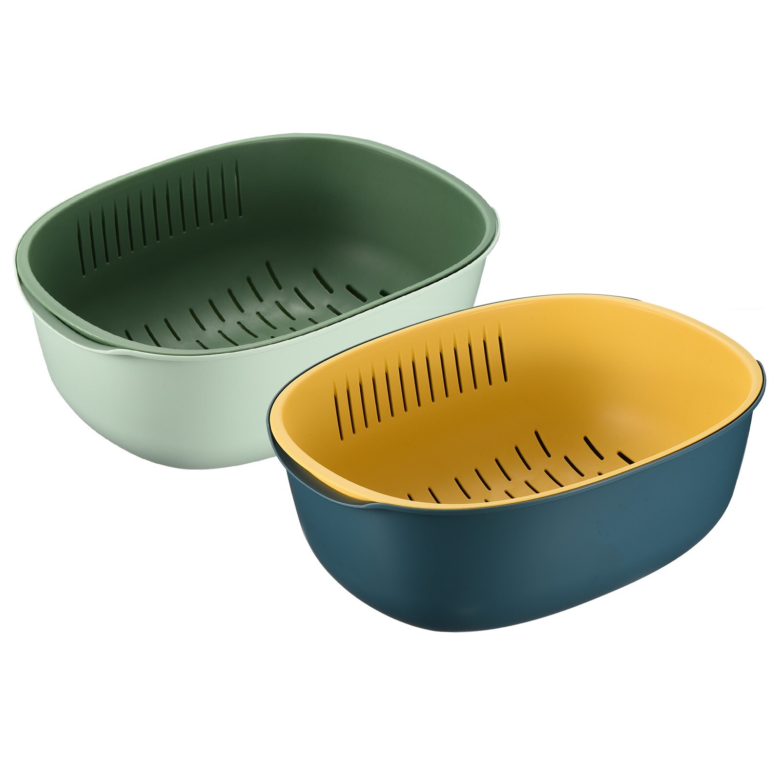 Plastic Drain Basket Bowl Colander, Fruits Vegetable Food Strainer -  Blue+Green - Bed Bath & Beyond - 36187737