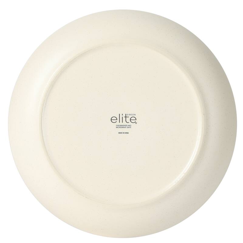 Gibson Elite Leeds Court Plates and Bowls Sets, 16-Piece Stoneware Dinnerware Sets, Round Speckle Reactive Glaze Dish Set