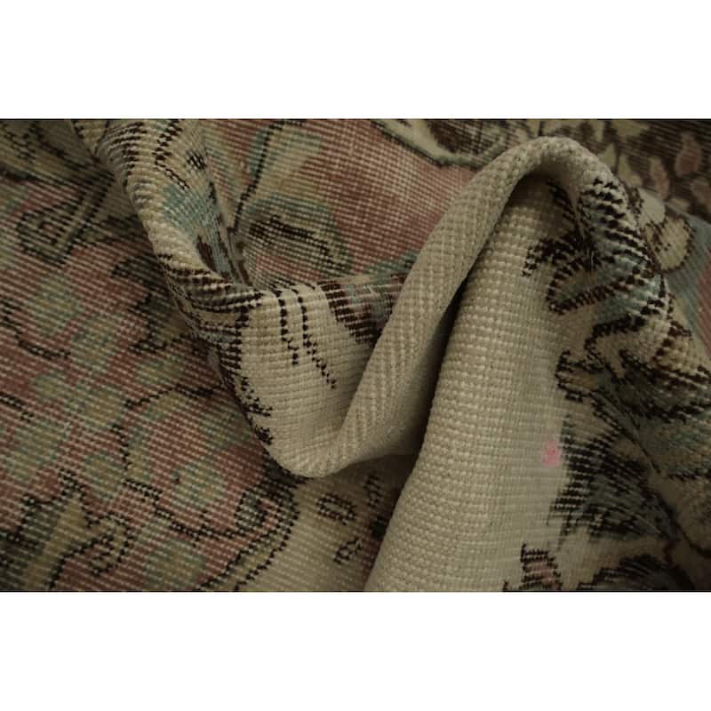 Hand Knotted Oriental 100% Wool Carpet Transitional Floral Beige & Ivories Anatolian Area Rug - 9' 4'' X 5' 7''