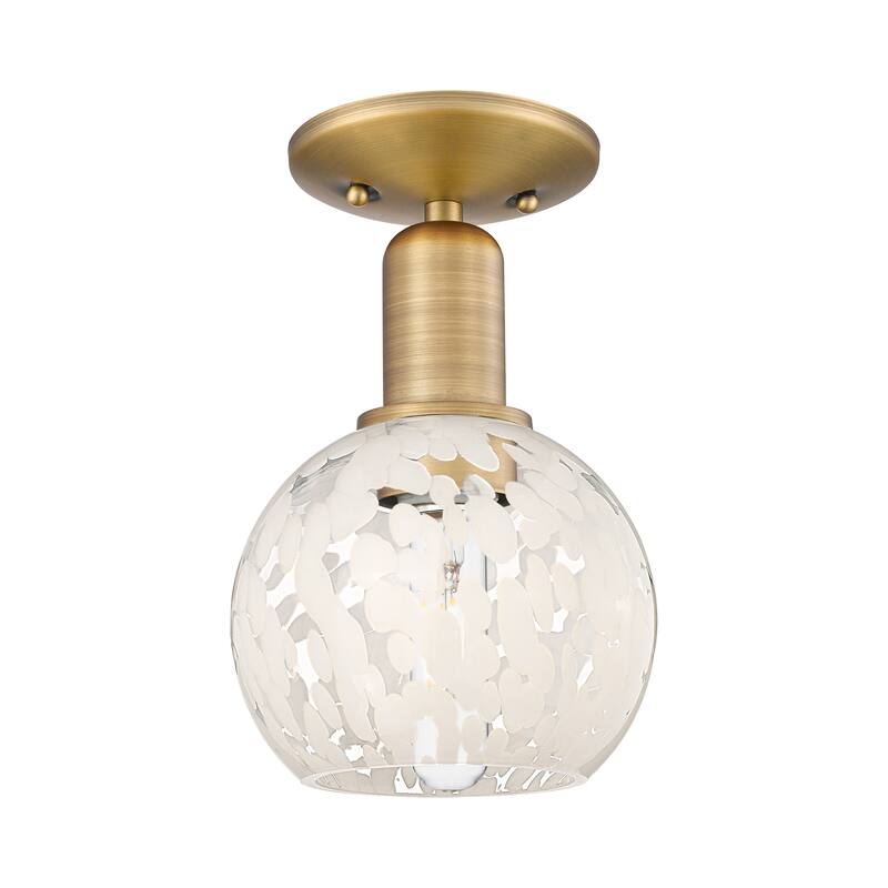 Innovations Lighting Endless Possibilities Arcadia - White Mouchette - 1 Light 6" Semi-Flush Mount - Brushed Brass
