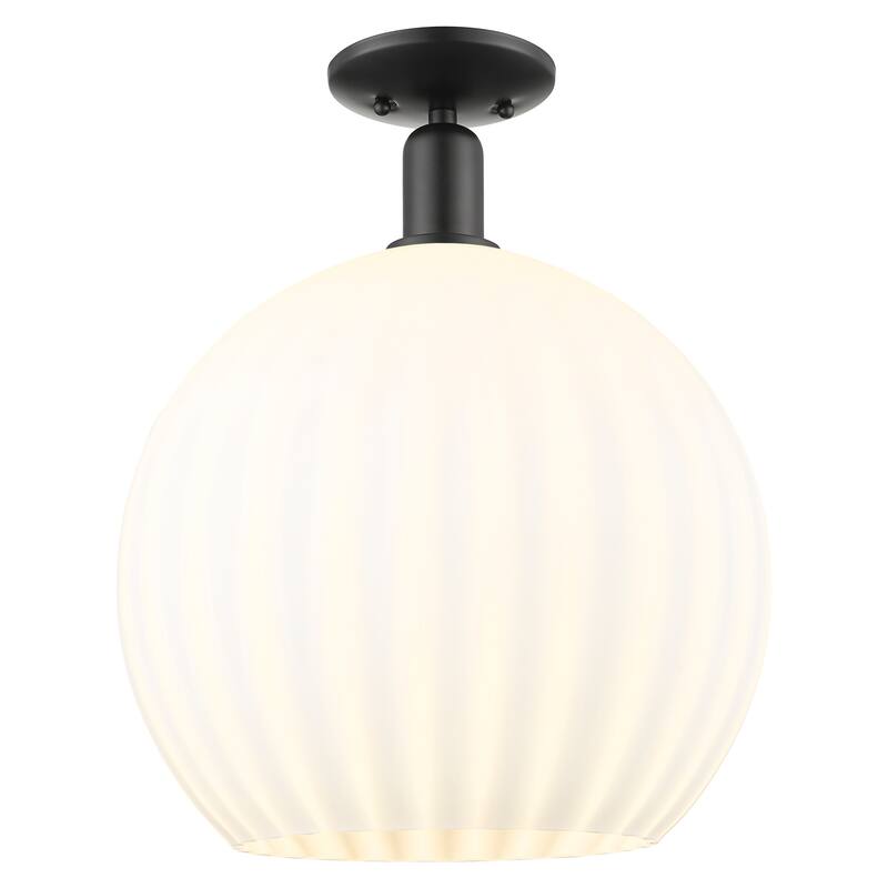Innovations Lighting Endless Possibilities Arcadia - White Venetian - 1 Light 14" Semi-Flush Mount - Matte Black
