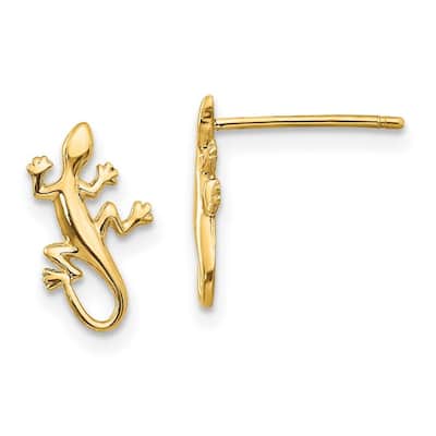 Curata 10k Yellow Gold Polished 12x8mm Gecko Post Earrings