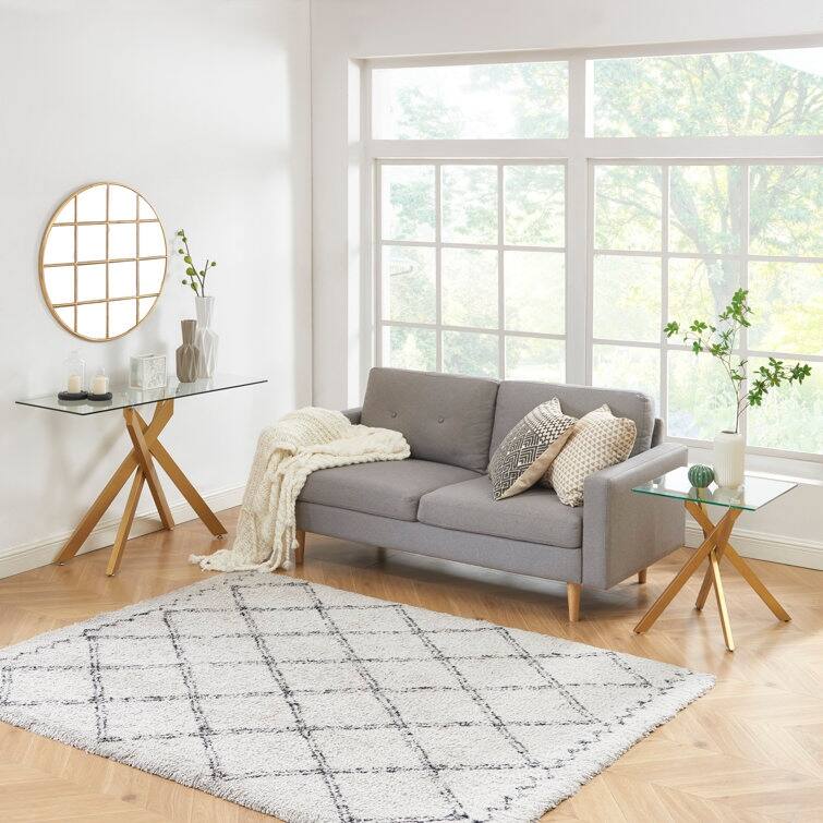 Glass Top Coffee Table End Table Console Table for Living Room 3pcs/set - Gold