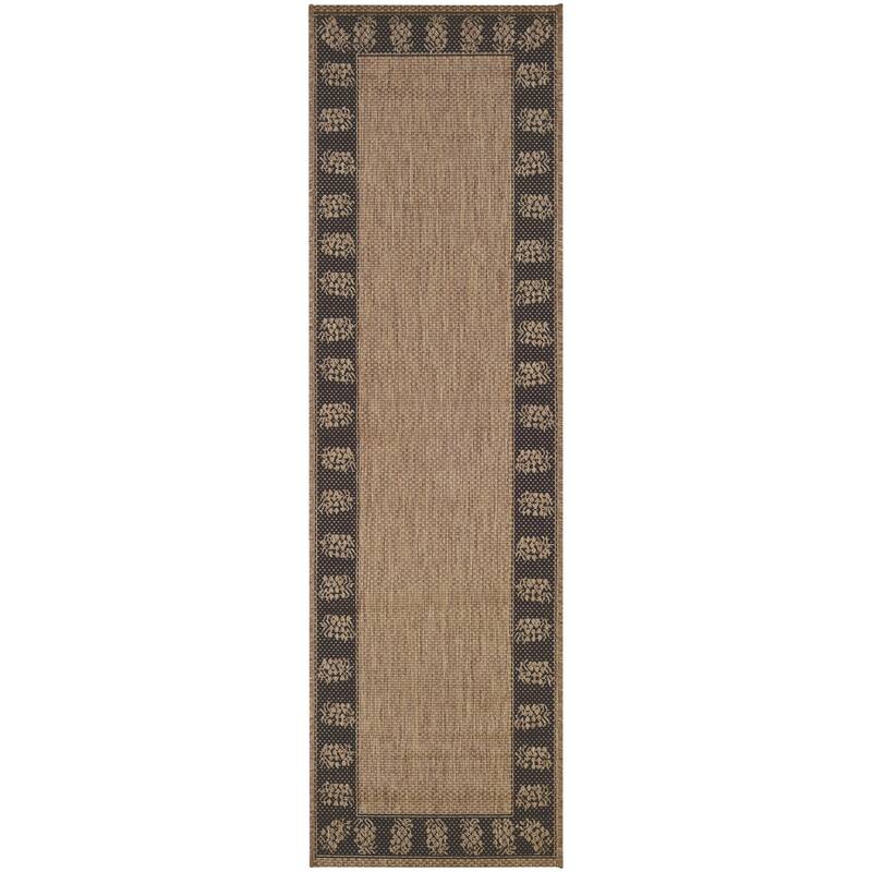 Pergola Welcome Home Indoor/ Outdoor Area Rug - 2'3" x 7'10" Runner - Light Brown/Black
