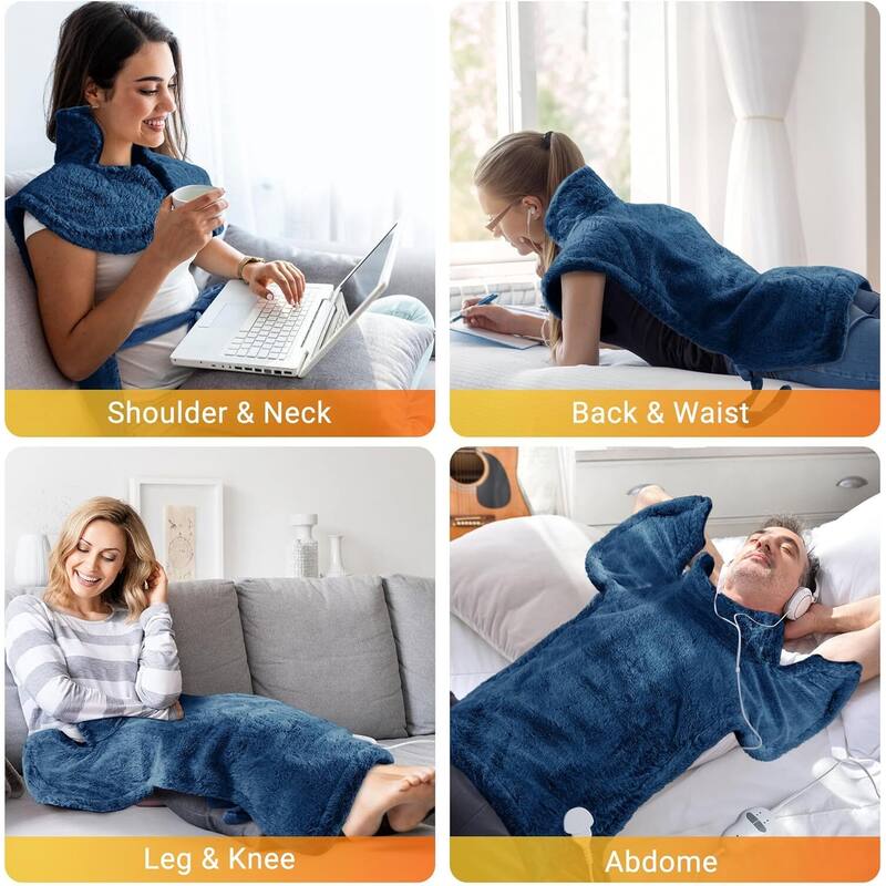 35"x24" Electric 4 Massaging Heating Pad for Back Neck Shoulders Pain Relief, Best Winter Gifts