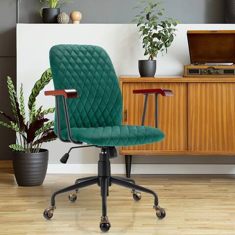 Velvet Swivel Home Office Desk Chair Adjustable Mid Back Leisure Chair
