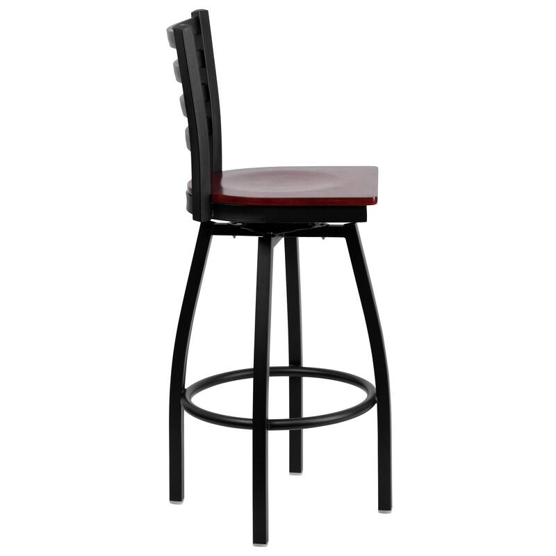 2 Pack Hercules Series Ladder Back Swivel Metal Barstool - 16.5"W x 20.5"D x 44.5"H - 16.5"W x 20.5"D x 44.5"H