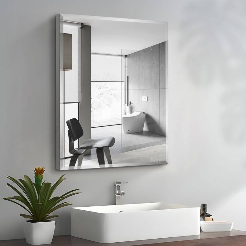 24 in. W x 30 in. H Rectangular Modern Metal Framed Wall Mount or Recessed Bathroom Medicine Cabinet with Mirror - Clear