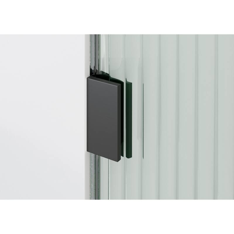 Aurora 58.25 in. x 30 in. Frameless Bath Shower Door - Single Fixed Panel Fluted Frosted Radius Left Hand