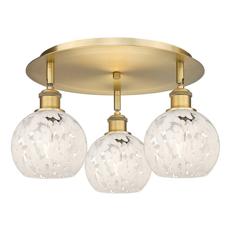 Innovations Lighting 516-3C-9-18-White Mouchette-Indoor Ceiling - Brushed Brass / White Mouchette