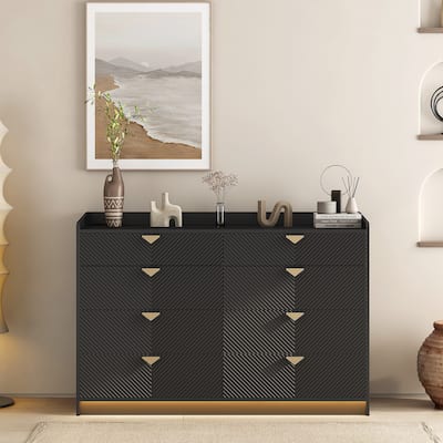 Modern Dressers Chest of Drawers with Fluted Panel,Wide Wood Storage Dresser Organizer,Dresser for Bedroom
