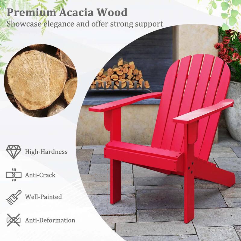 Costway Patio Adirondack Chair with Inclined Seat High Backrest & Wide - See Details