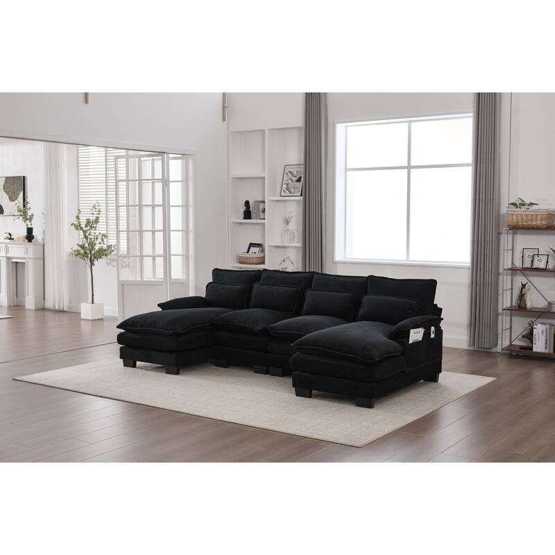 GDFStudio - U Shaped 110" Chenille Modular Cloud Sectional Couches