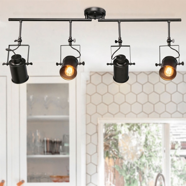 Rustic Spotlight 4-light Tracking Lights Black Ceiling Lighting - W 36.4" x E4.7" x H15". Opens flyout.