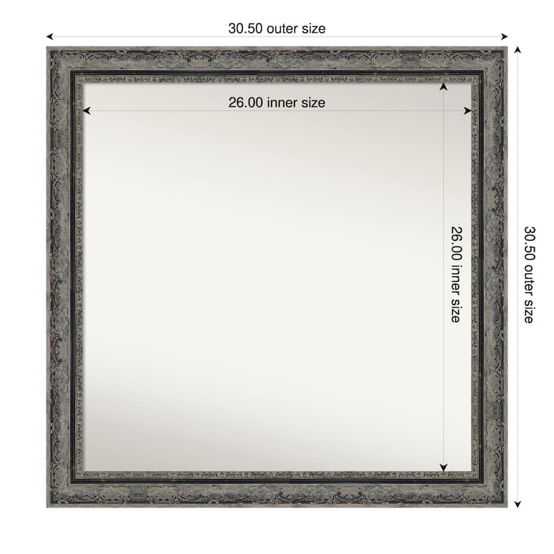 Filigree Non-Beveled Framed Wall Mirror - 31 x 31 in - Filigree Matte Black