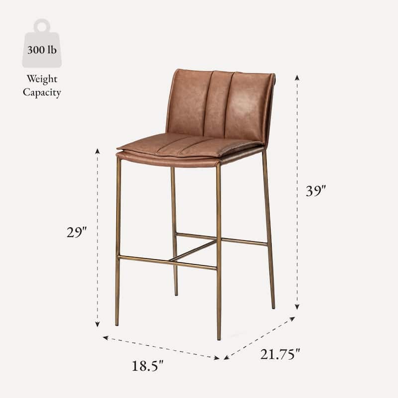 Maven Lane Gerard Bar Metal & Vegan Leather Kitchen Dining Stool