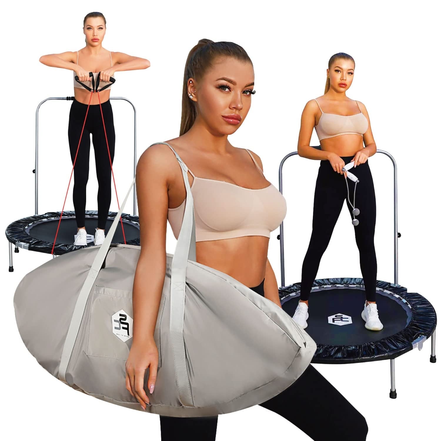 Indoor Rebounder Fitness Trampoline for Adults with Carry Bag(48