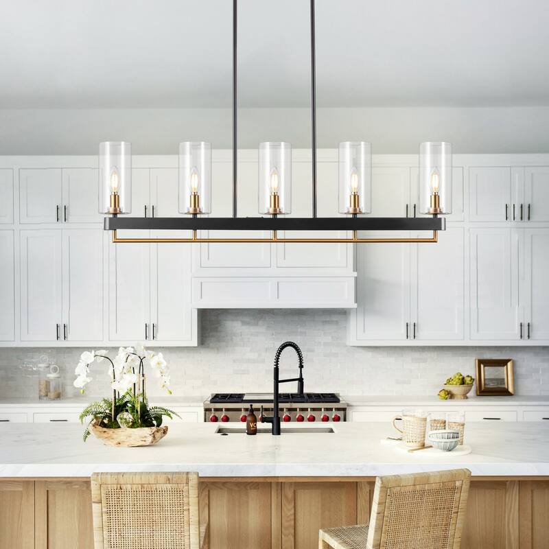 Black Gold Kitchen Pendant Lighting Linear Chandeliers For Dining Room
