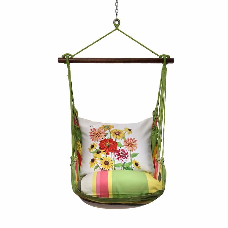 Magnolia Casual Swing Set 4 piece - Fresh Lime Stripe w/ Zinnias