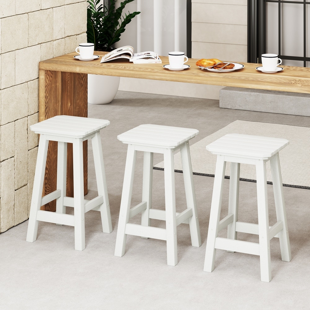 Laguna Hdpe All Weather Outdoor Patio 24" Square Counter Stool (Set Of 3)