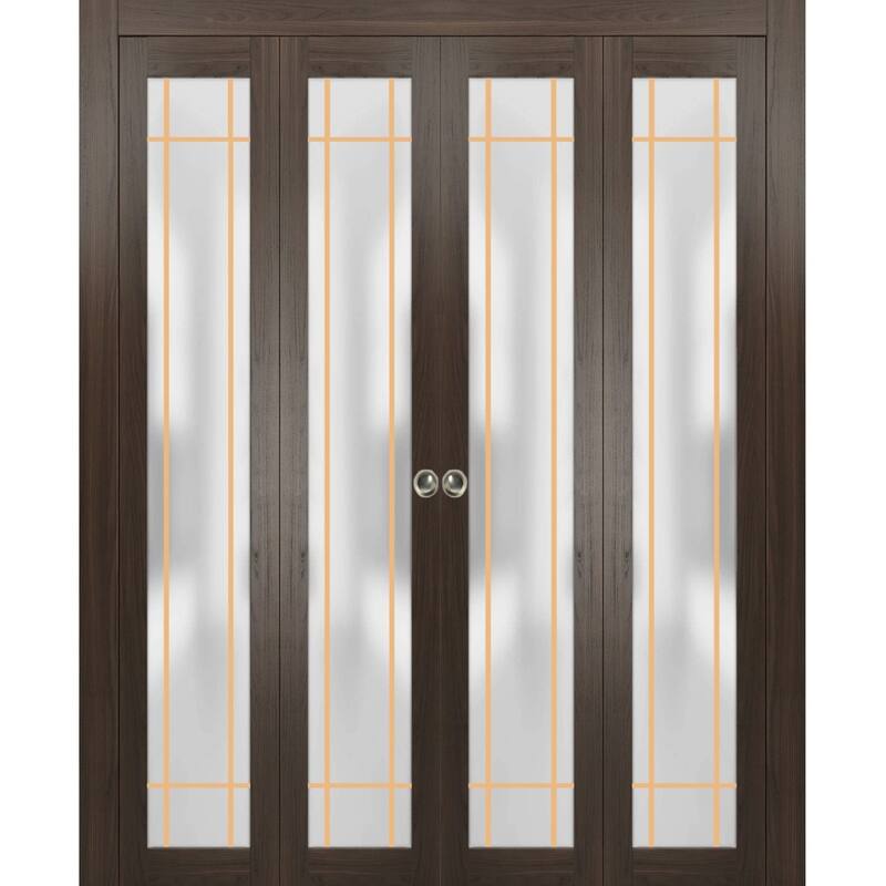 Double Bi-fold Doors Planum 2113 Chocolate Ash Sturdy Tracks - Grey - 72" x 80" (4* 18x80)