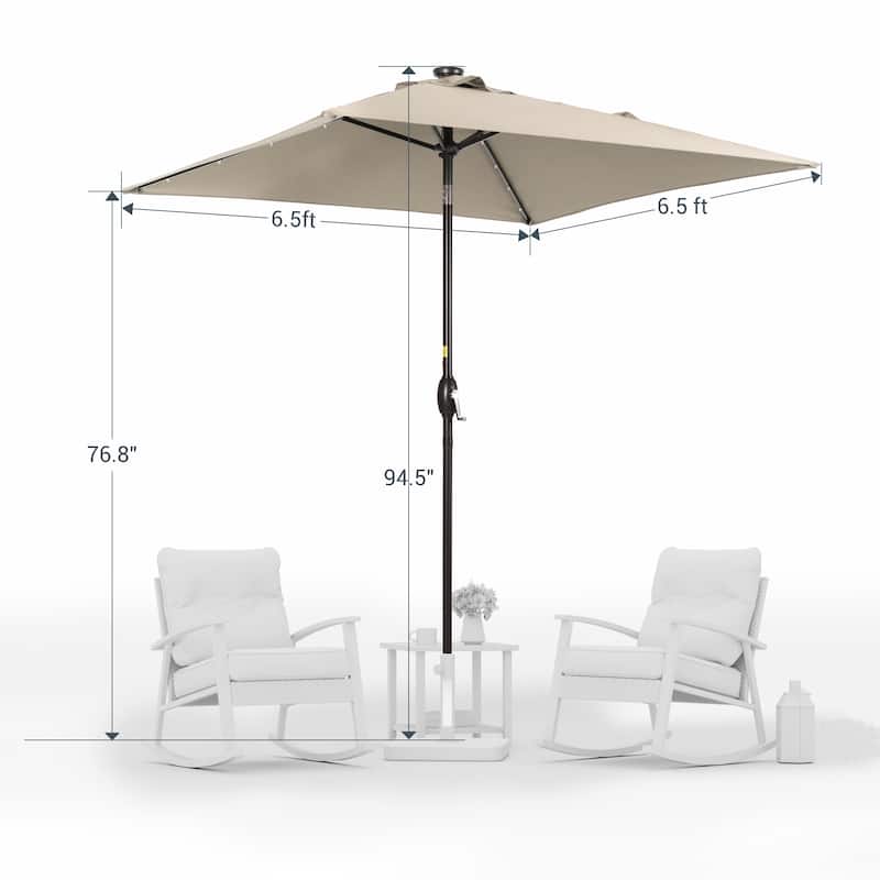 LIVOOSUN 6.5×6.5FT LED Square Patio Umbrella with UPF50+, Tilt Function, and Wind-Resistant Design——Experience Outdoor Comfort