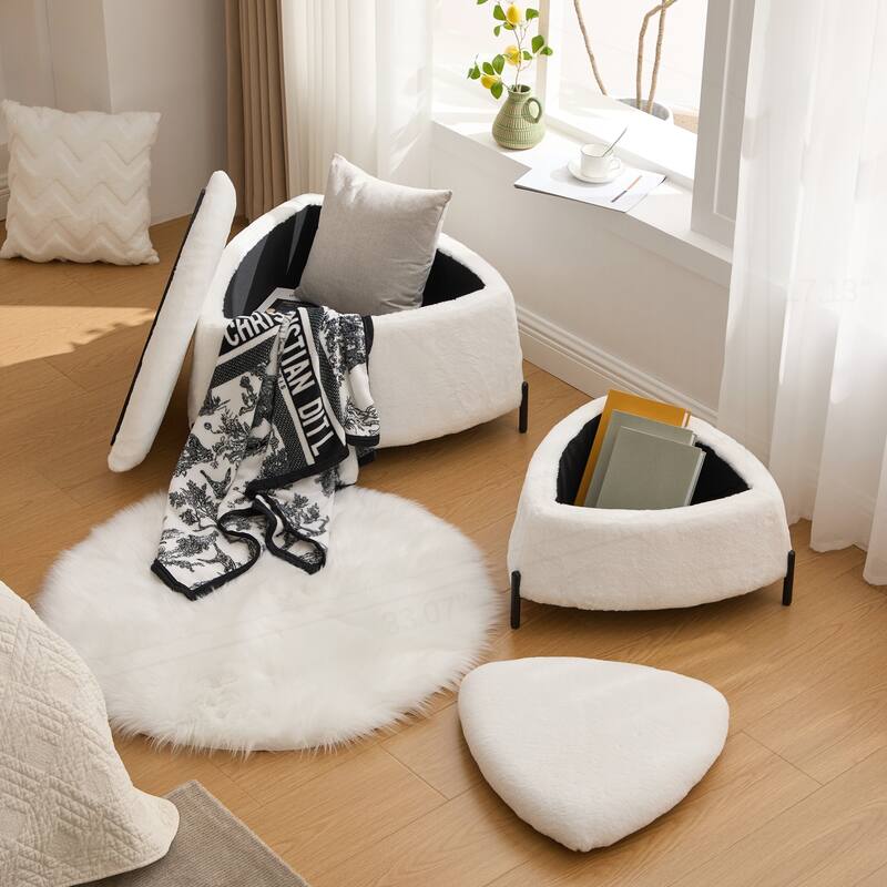 29.9"Wide 2 - Piece Upholstered Storage Ottoman Set