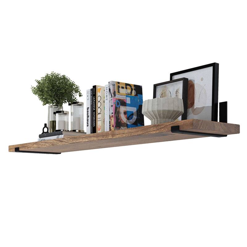 Wallniture Forte Wood Board 60" Long, 11.25'' Deep, 1.5" Thick, Wood Floating Shelf for Wall with Heavy Duty Metal Brackets, 1pc