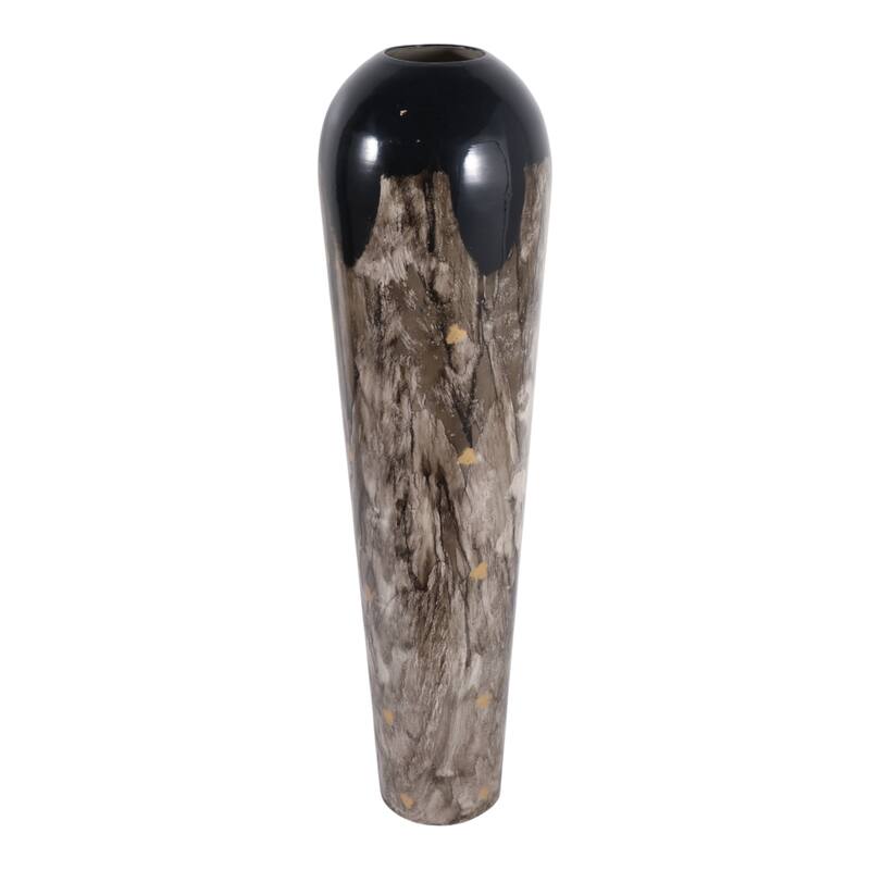 Tapered Iron Vase with Marbleized Finish - Modern Flower Vase