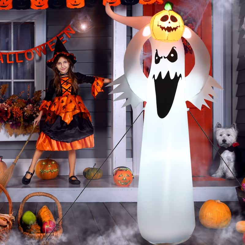 6Ft Inflatable Ghost with Pumpkin Halloween Decorations for Home Yard ...