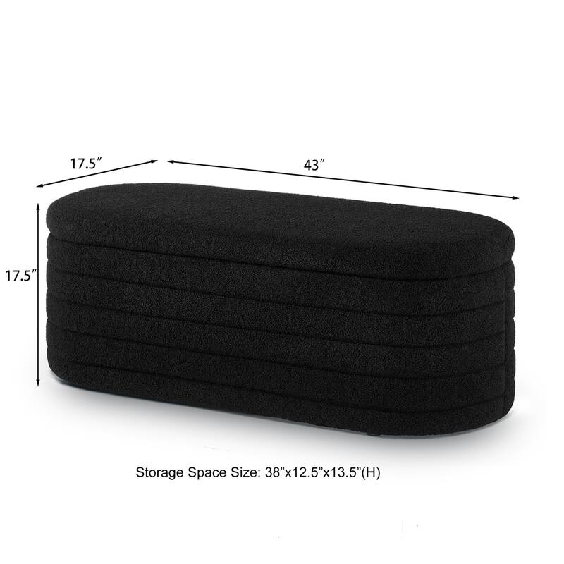Oval Upholstered Storage Ottoman with Flip Design