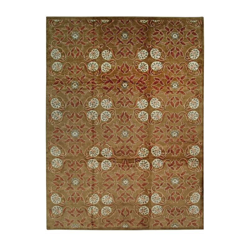 Rust Handmade Wool Transitional Ningxia Rug, 11'5 x 15'1, soft elegant floor rug - L