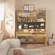 preview thumbnail 4 of 20, Kids Desk with Hutch, Wood Study Table with Storage, Writing Desk