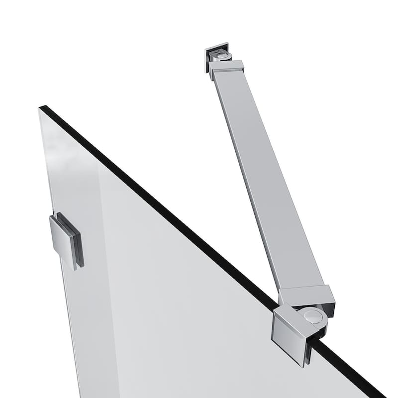 Elegant Frameless Hinged Tub Shower Doors 48" W x 58" H with 5/16" Clear Glass Panel in Chrome Finish - 48" x 58"